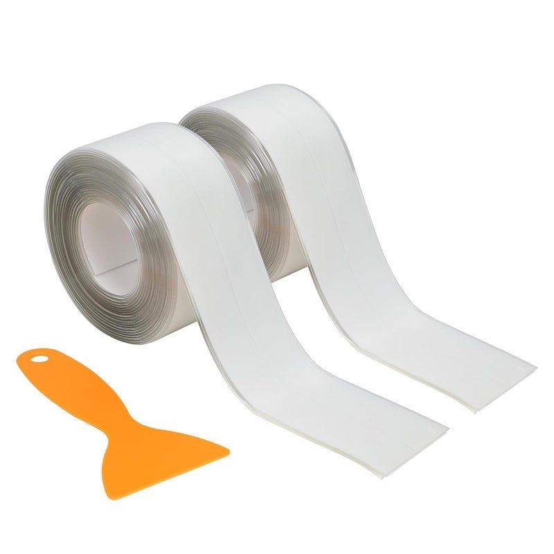 SICCOMA Clear Caulk Tape 2 Rolls Self Adhesive Waterproof Transparent Kitchen Sink Caulking Sealant Tape, Bathroom Caulk Strip for Sink, Toilet, Bath Tub, Countertop, Shower, Backsplash (Clear,1.5" x10.5Ft) - Image 1